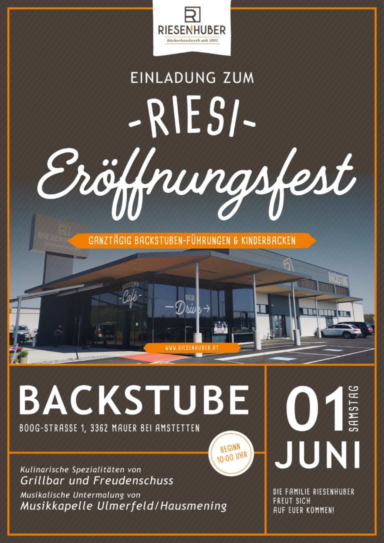 Einladung zum Eröffnungsfest Backstubencafé Riesenhuber